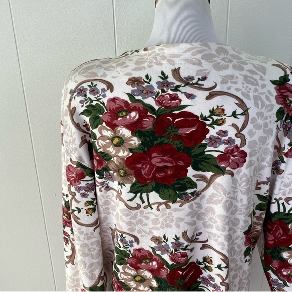 VTG 90s Capacity Knits Blazer Cardigan Floral Beige  Oversized Size Medium - Picture 10 of 16